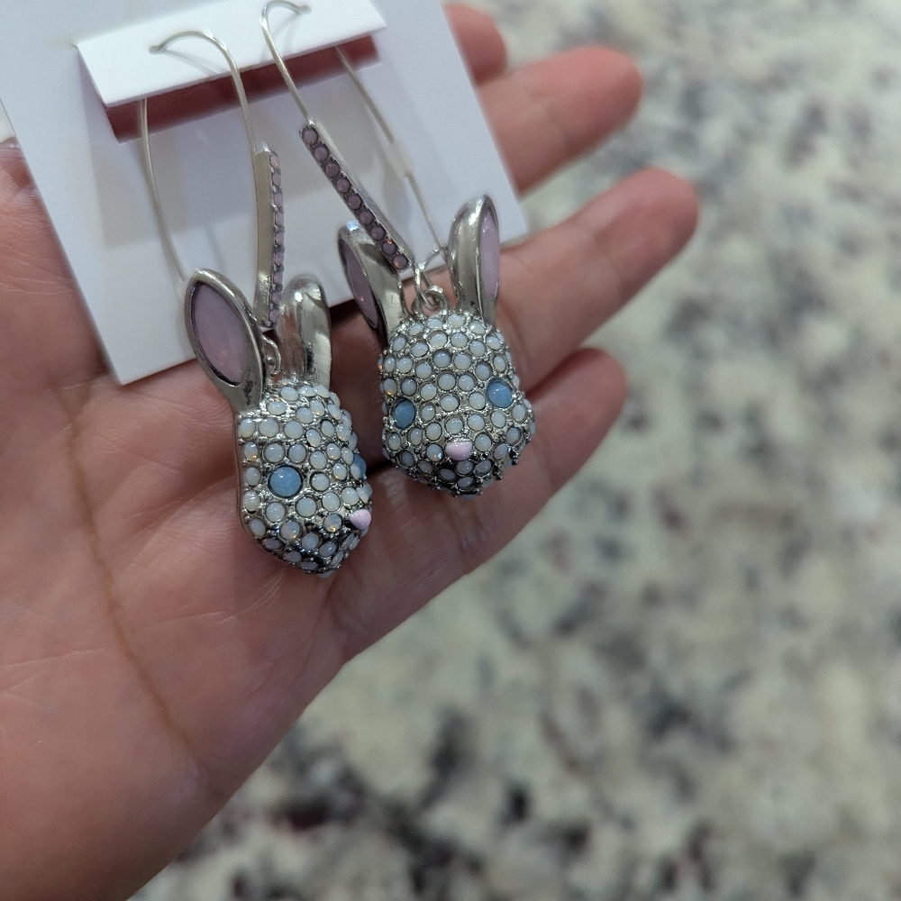 Betsey Johnson Cute Spring Bunny Dangle Drop Earrings - Picture 4 of 6